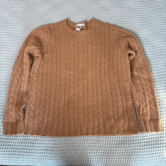 Vintage Gap Factory Wool Cable Knit Sweater Womens XL Brown Tan Y2K 2005 Stretch - Picture 1 of 8